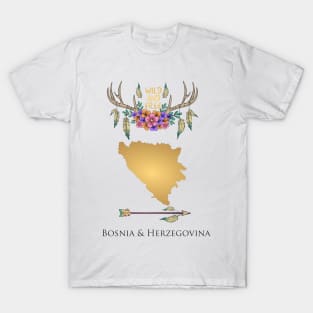Bosnia Herzegovina Map Boho T-Shirt
